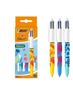 Penna a sfera a scatto BIC 4 Colours 1 mm -  Velours conf. 3 pz - 992579