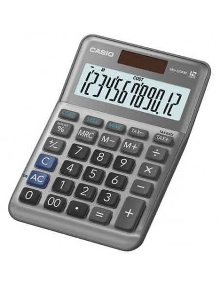 Calcolatrice da tavolo CASIO solare o batteria argento - display 12 cifre MS-120FM-WA-EP
