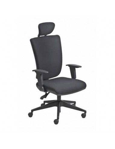 Poltrona semi-direzionale Seditaly Comfort tessuto ignifugo nero braccioli regolabili e poggiatesta - CMGPC4EAGB833