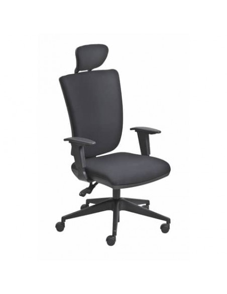 Poltrona semi-direzionale Seditaly Comfort tessuto ignifugo nero braccioli regolabili e poggiatesta - CMGPC4EAGB833