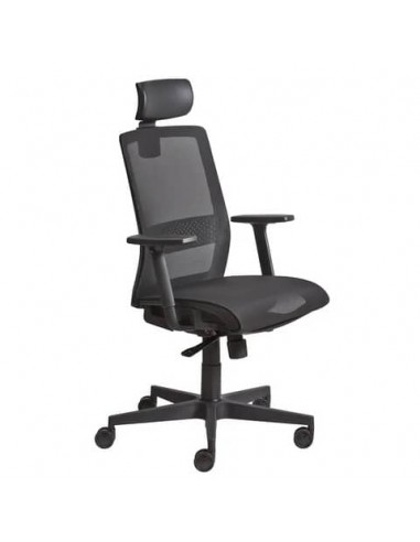 Poltrona semi-direzionale Olimpia Syncro Seditaly tessuto ignifugo nero braccioli regolabili e poggiatesta - OLGPT4TEGB833