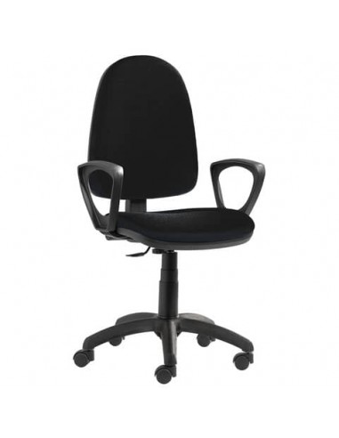 Seduta operativa Sofia CPM in tessuto acrilico Seditaly con braccioli fissi nero - SFGAC00B3C011