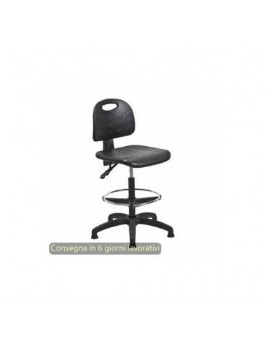Sgabello tecnico Labor Back-system 60 nero Seditaly in PU lavabile alto con poggiapiedi regolabile - LBD0C5Q62PU01