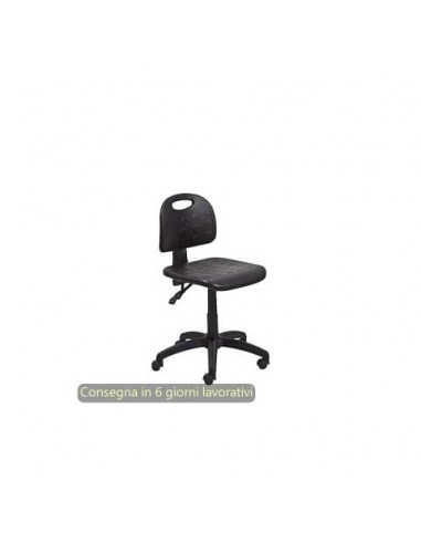 Sgabello tecnico Labor Back-system 50 nero Seditaly in PU lavabile medio LBG2C5QL0PU01