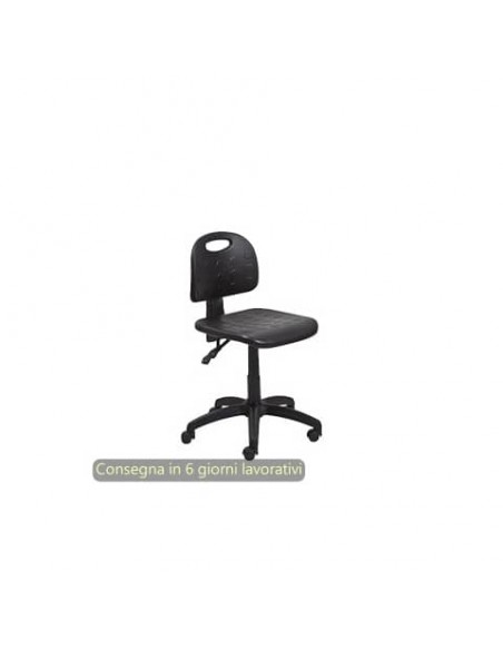 Sgabello tecnico Labor Back-system 50 nero Seditaly in PU lavabile medio LBG2C5QL0PU01