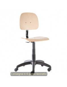 Sgabello tecnico Labor Wood 50 in legno di faggio verniciato naturale Seditaly medio - LBG2F1PL0L119