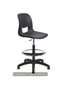 Sgabello tecnico Vera 60 con scocca in PP nero Seditaly alto con poggiapiedi regolabile - VRD0F5Q60PP01