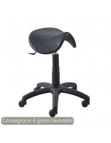 Sgabello tecnico a sella Mount 50 in PU integrale e lavabile nero Seditaly medio MTG2F6PL0PU01