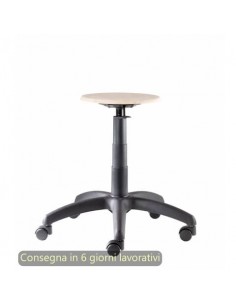 Sgabello tecnico Work Wood 50 tondello in faggio e base in nylon Seditaly medio LBHSF0000L119