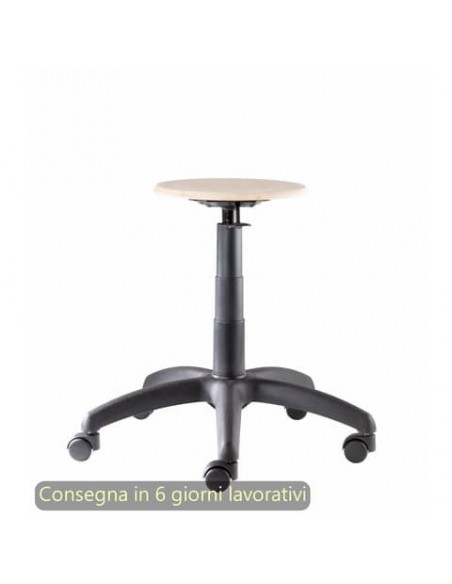 Sgabello tecnico Work Wood 50 tondello in faggio e base in nylon Seditaly medio LBHSF0000L119