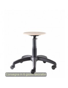 Seduta tecnica Work Wood 40 tondello in faggio e base in nylon Seditaly bassa LBGSF0000L119