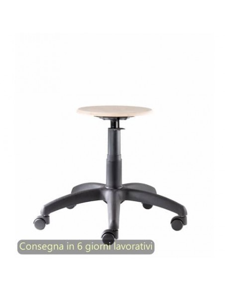 Seduta tecnica Work Wood 40 tondello in faggio e base in nylon Seditaly bassa LBGSF0000L119