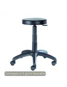 Sgabello tecnico Work 50 tondello in PU flessibile e lavabile nero Seditaly medio - LBHSF0000PU01