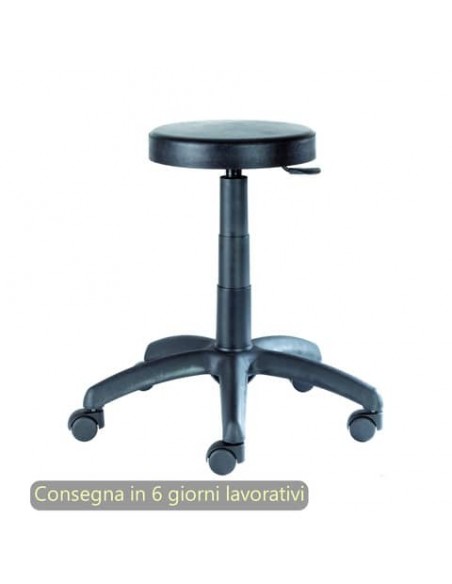 Sgabello tecnico Work 50 tondello in PU flessibile e lavabile nero Seditaly medio - LBHSF0000PU01
