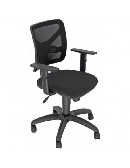 Sedia operativa girevole Pentagon Y10 schienale in rete e rivest. Eco - con braccioli Unisit nero - PNBE/BR/EN