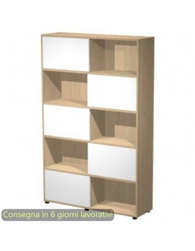 Libreria alta Tetris 5 ripiani con ante scorrevoli 120x35xH.190