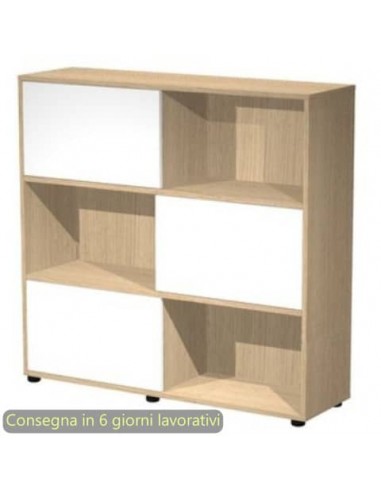 Libreria media Tetris 3 ripiani con ante scorrevoli 120x35xH.116