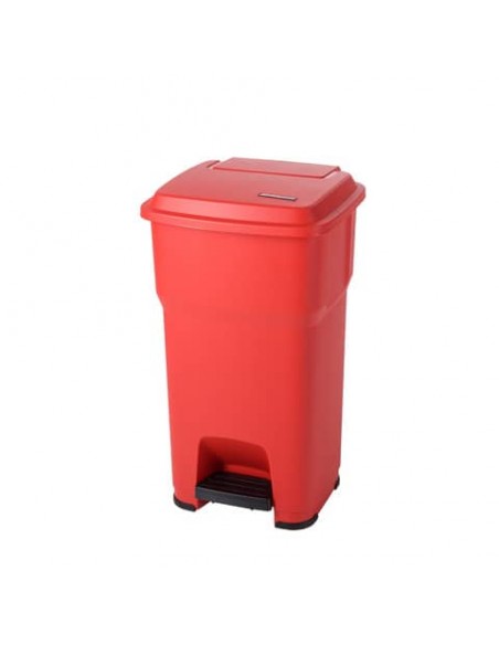 Cestino gettacarte Rotho Hera 60 L con pedale e coperchio rosso - F800062
