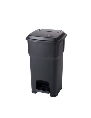 Cestino gettacarte Rotho Hera 60 L con pedale e coperchio nero - F800069