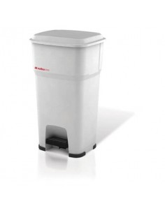 Cestino gettacarte Rotho Hera 85 L con pedale e coperchio bianco - F800070