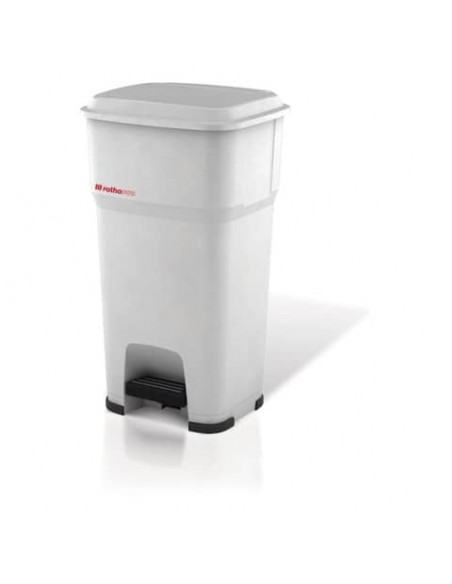 Cestino gettacarte Rotho Hera 85 L con pedale e coperchio bianco - F800070