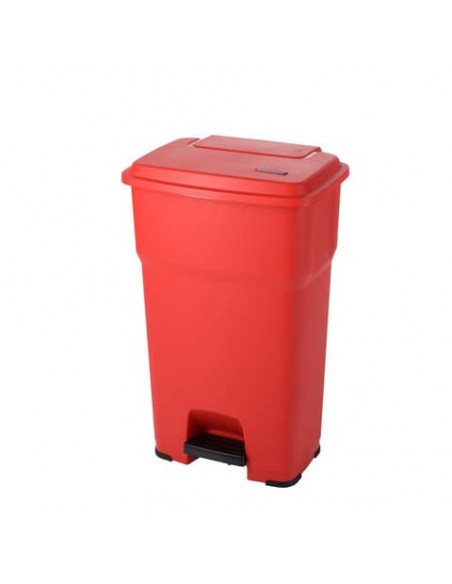 Cestino gettacarte Rotho Hera 85 L con pedale e coperchio rosso - F800072