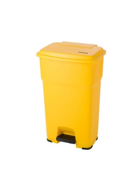 Cestino gettacarte Rotho Hera 85 L con pedale e coperchio giallo - F800073