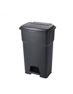 Cestino gettacarte Rotho Hera 85 L con pedale e coperchio nero - F800079