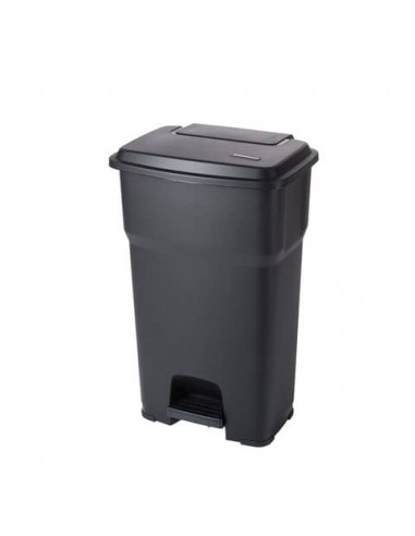 Cestino gettacarte Rotho Hera 85 L con pedale e coperchio nero - F800079