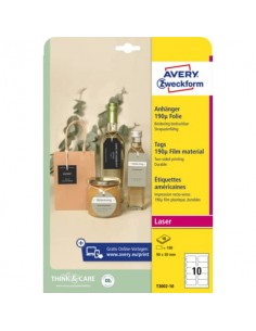 Cartellini micro-perforati Avery ultraresistenti in plastica da 190µ rettangolari in conf. da 100 pz T3002-10