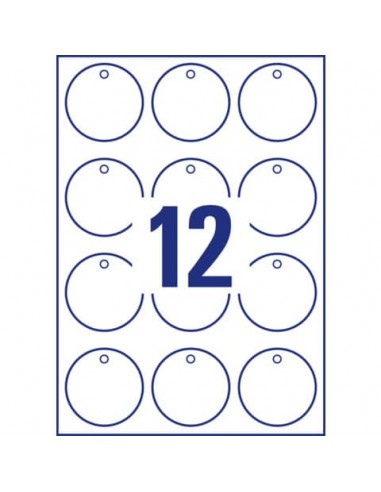 Cartellini micro-perforati Avery ultraresistenti in plastica 190µ tondi bordi lisci in conf. da 120 pz T3004-10