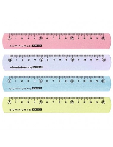 Righelli in alluminio 15 cm Arda colori assortiti in conf. da 24 pz - 17815COLBAR