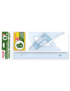 Set disegno 3 pezzi per mancini Arda 2 squadre 45°e 60° + 1 righello 30 cm 70420MAN