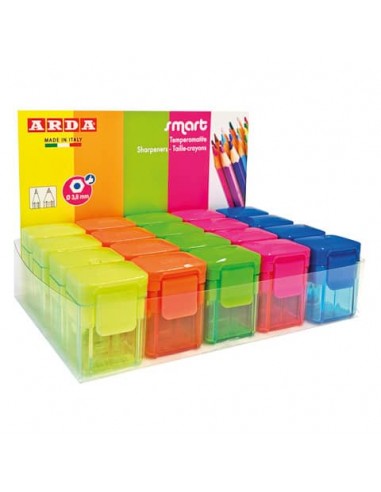 Espositore 20 temperamatite a 2 fori Arda Smart Fluo Colours assortiti TE804SC