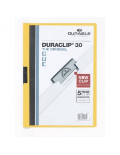 Cartellina con clip Durable DURACLIP® A4 giallo - dorso 3 mm - capacità 30 fogli 2200-04
