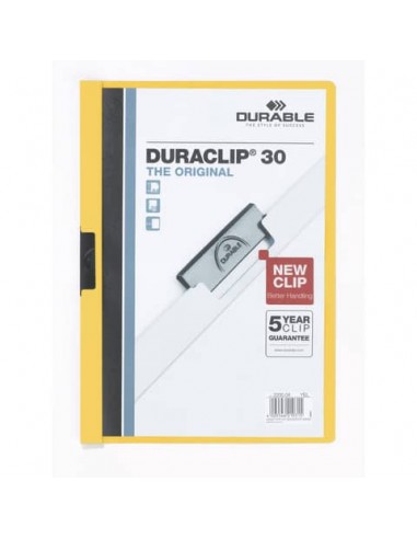 Cartellina con clip Durable DURACLIP® A4 giallo - dorso 3 mm - capacità 30 fogli 2200-04