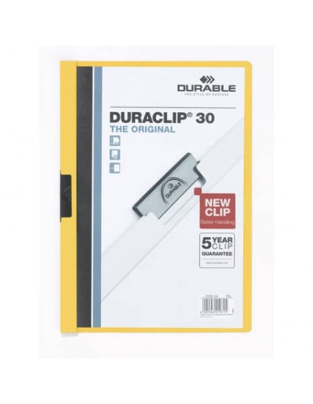 Cartellina con clip Durable DURACLIP® A4 giallo - dorso 3 mm - capacità 30 fogli 2200-04