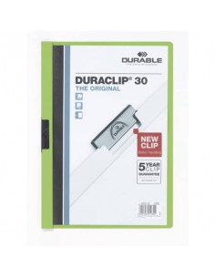 Cartellina con clip Durable DURACLIP® A4 verde - dorso 3 mm - capacità 30 fogli 2200-05