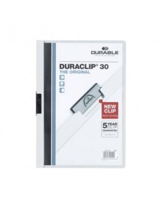 Cartellina con clip Durable DURACLIP® A4 bianco - dorso 3 mm - capacità 30 fogli 2200-02
