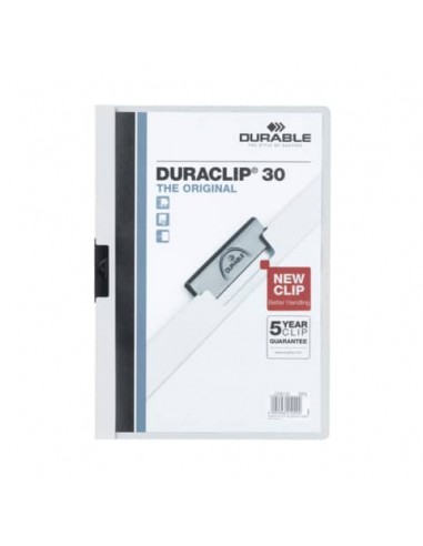 Cartellina con clip Durable DURACLIP® A4 bianco - dorso 3 mm - capacità 30 fogli 2200-02