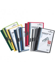 Cartellina con clip Durable DURACLIP® A4 conf. 25 colori assortiti - dorso 3 mm - capacità 30 fogli - 2200-00