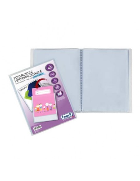 Portalistini a fogli fissi Favorit Sviluppo personalizzabili 22x30 cm - 80 buste trasparente - 400090487