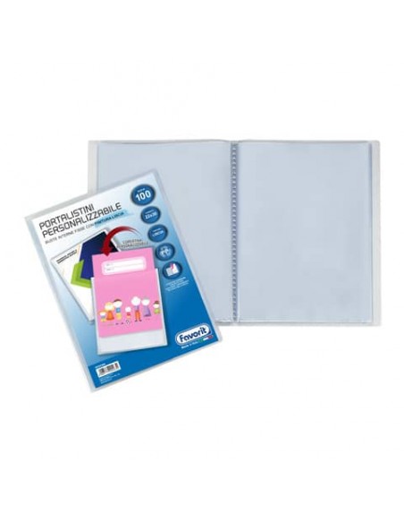 Portalistini a fogli fissi Favorit Sviluppo personalizzabili 22x30 cm - 100 buste trasparente - 400090488