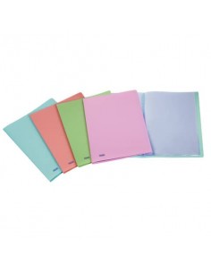 Portalistino Favorit Pastel liscio in PPL opaco 22x30 cm 20 buste interne fisse colori assortiti - 400115581