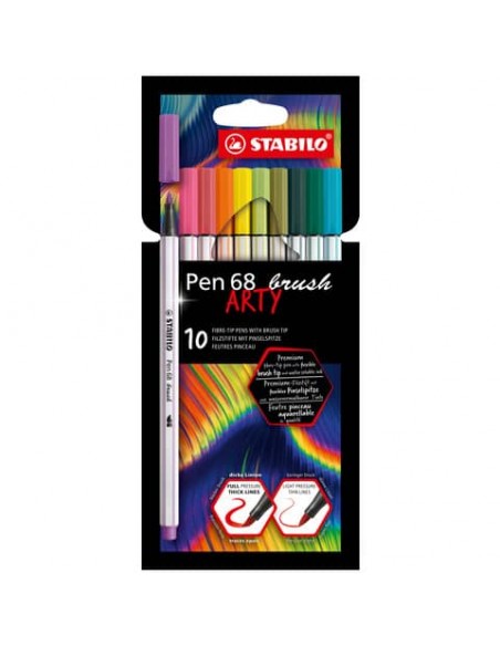 Pennarello Stabilo Arty Line Pen 68 brush punta a pennello in conf. 8 colori assortiti - 568/10-21-20