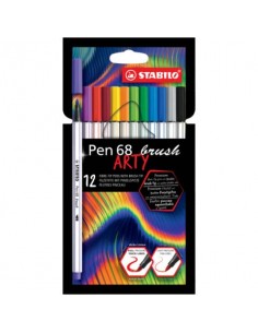 Pennarello Stabilo Arty Line Pen 68 brush punta a pennello in conf. 12 colori assortiti - 568/12-21-20