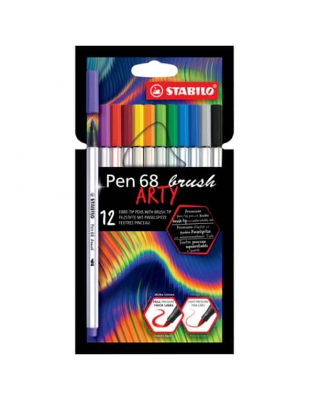 Pennarello Stabilo Arty Line Pen 68 brush punta a pennello in conf. 12 colori assortiti - 568/12-21-20