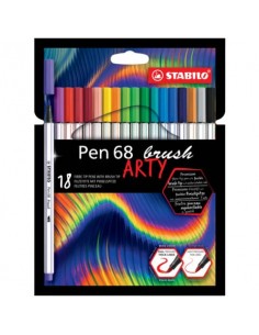 Pennarello Stabilo Arty Line Pen 68 brush punta a pennello in conf. 18 colori assortiti - 568/18-21-20