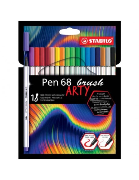 Pennarello Stabilo Arty Line Pen 68 brush punta a pennello in conf. 18 colori assortiti - 568/18-21-20