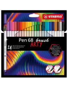 Pennarello Stabilo Arty Line Pen 68 brush punta a pennello in conf. 24 colori assortiti - 568/24-21-20